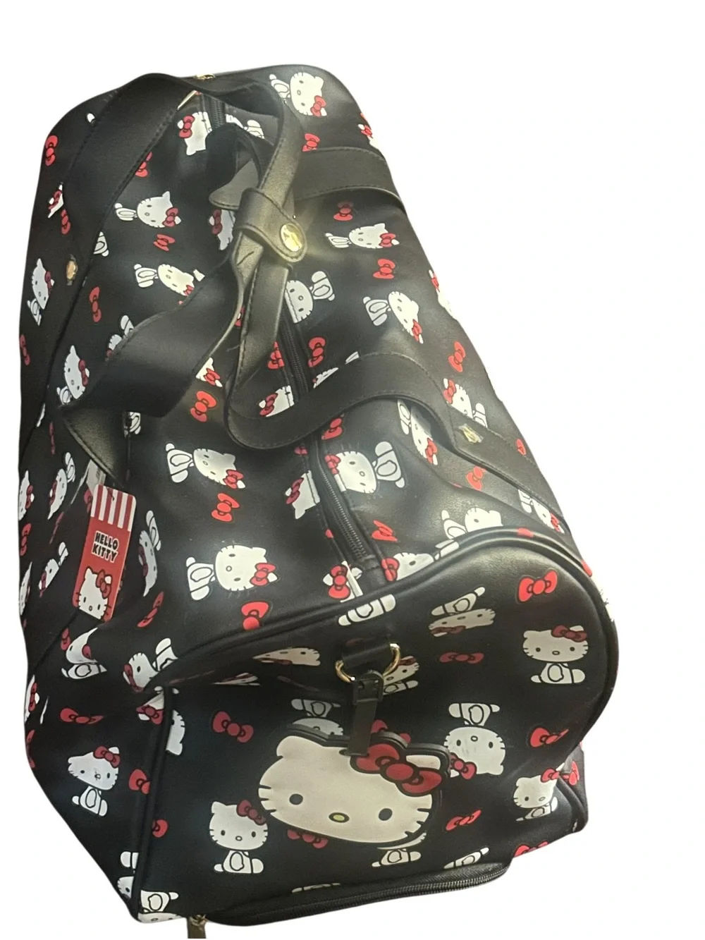 Hello Kitty Black Duffel Roller with Red and White Print